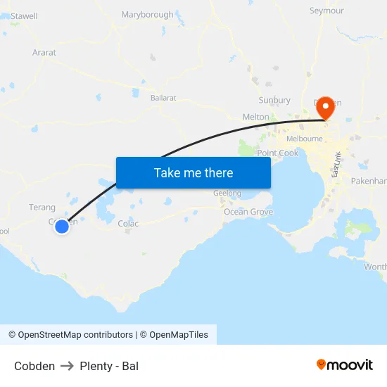 Cobden to Plenty - Bal map