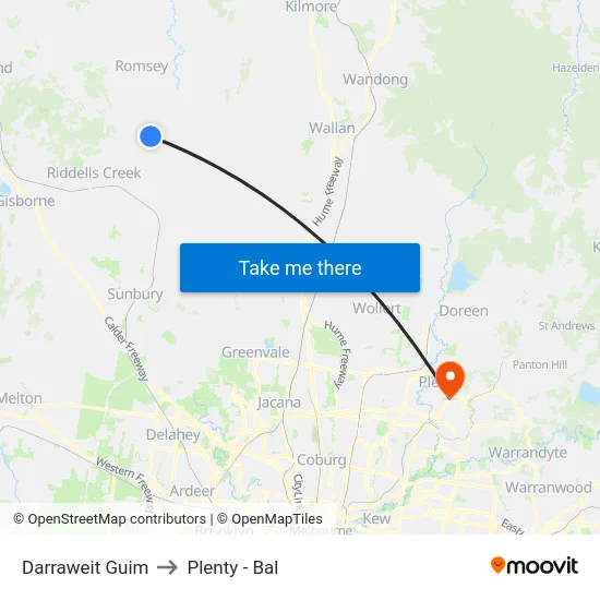 Darraweit Guim to Plenty - Bal map