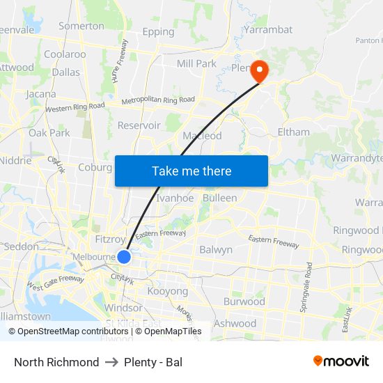 North Richmond to Plenty - Bal map