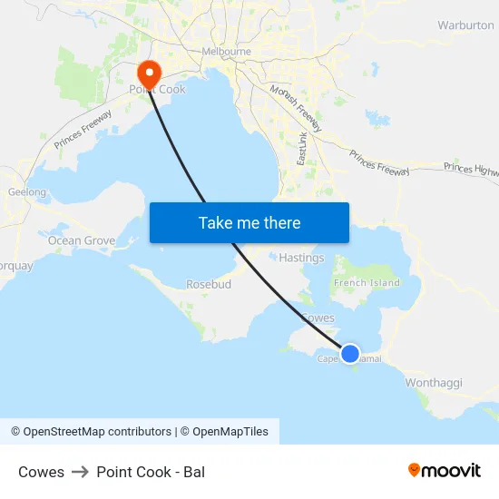Cowes to Point Cook - Bal map