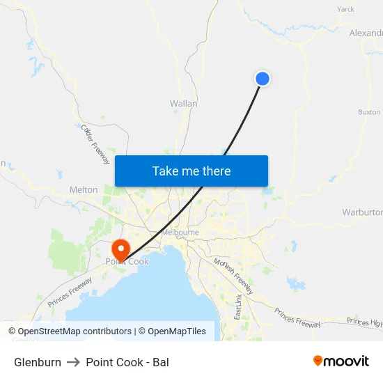 Glenburn to Point Cook - Bal map