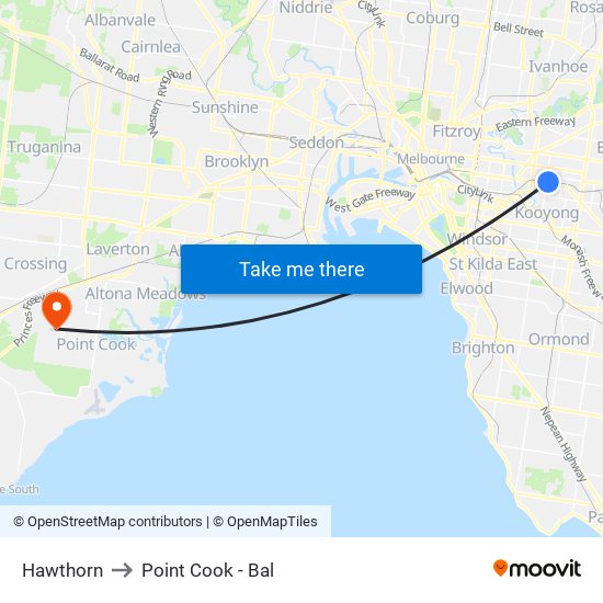 Hawthorn to Point Cook - Bal map