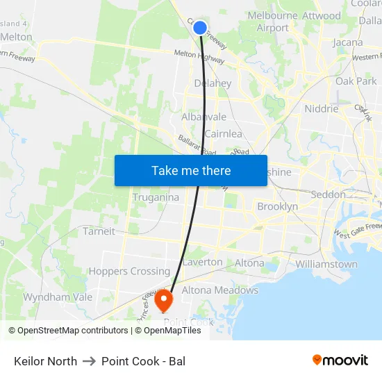 Keilor North to Point Cook - Bal map