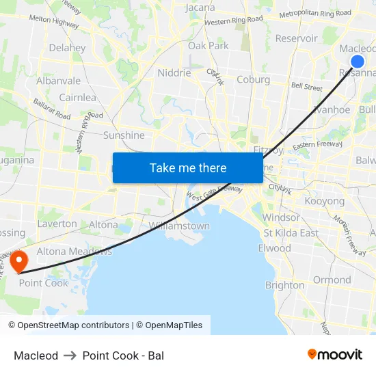 Macleod to Point Cook - Bal map