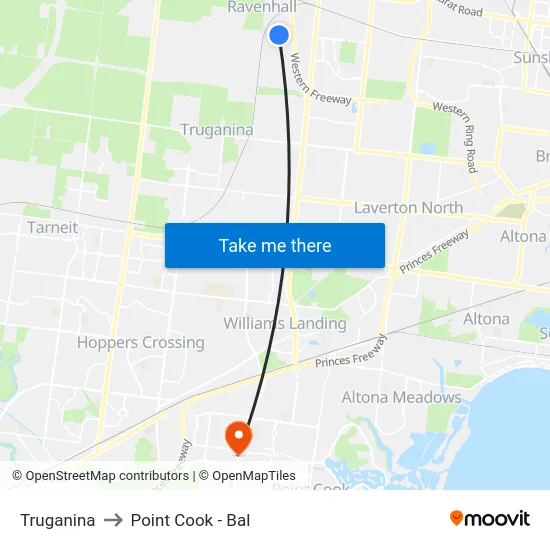 Truganina to Point Cook - Bal map