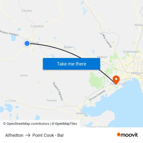 Alfredton to Point Cook - Bal map