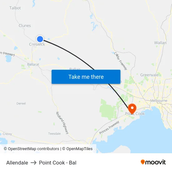 Allendale to Point Cook - Bal map