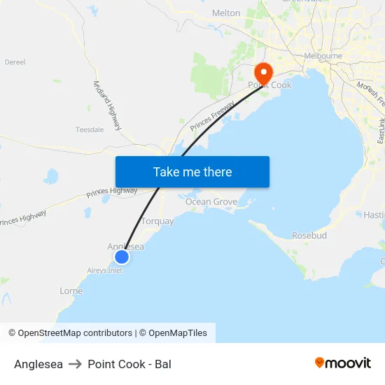 Anglesea to Point Cook - Bal map