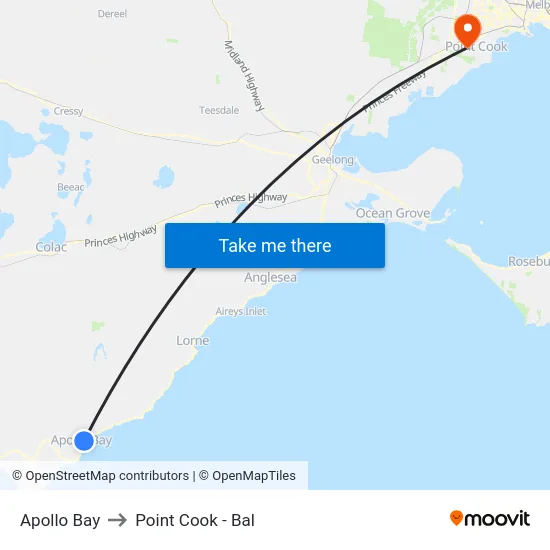 Apollo Bay to Point Cook - Bal map