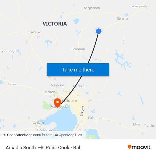 Arcadia South to Point Cook - Bal map