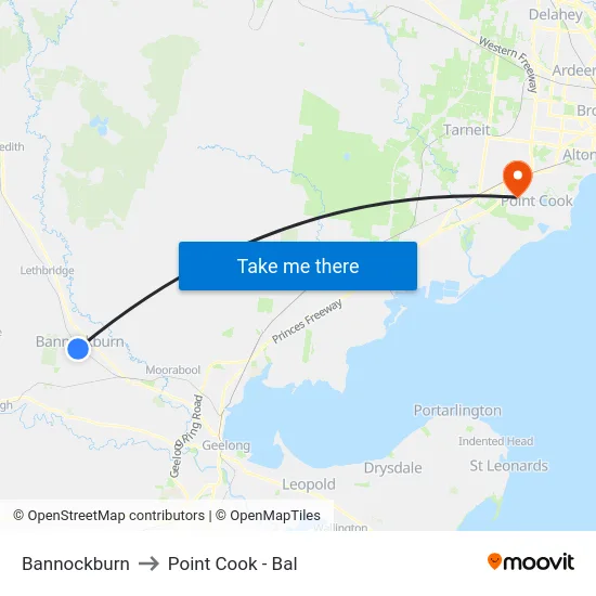 Bannockburn to Point Cook - Bal map