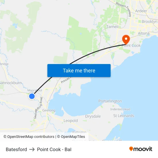 Batesford to Point Cook - Bal map