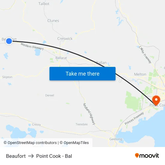 Beaufort to Point Cook - Bal map
