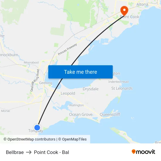 Bellbrae to Point Cook - Bal map