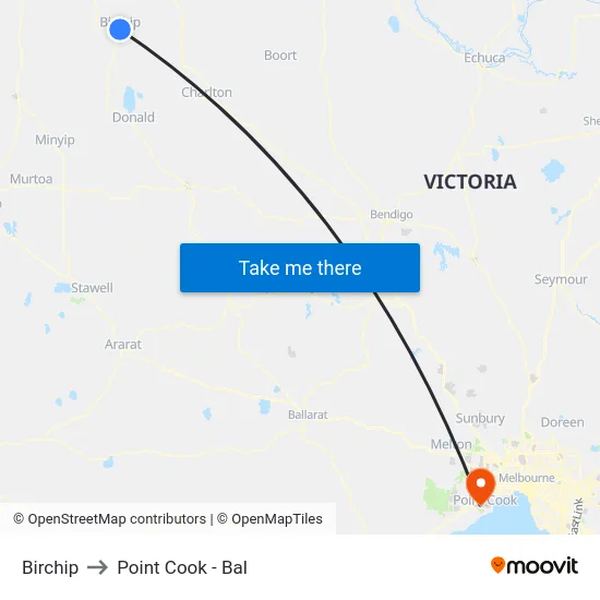 Birchip to Point Cook - Bal map