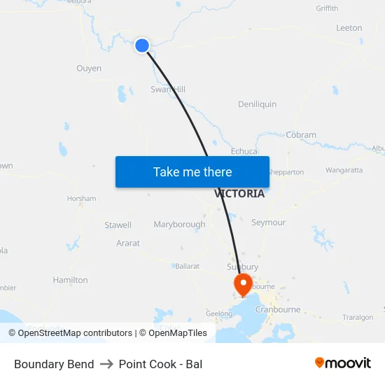 Boundary Bend to Point Cook - Bal map
