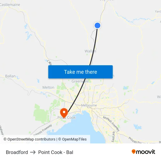 Broadford to Point Cook - Bal map