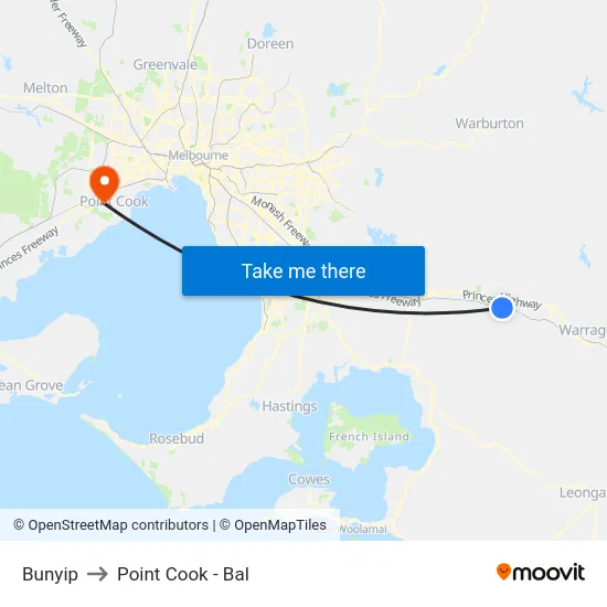 Bunyip to Point Cook - Bal map