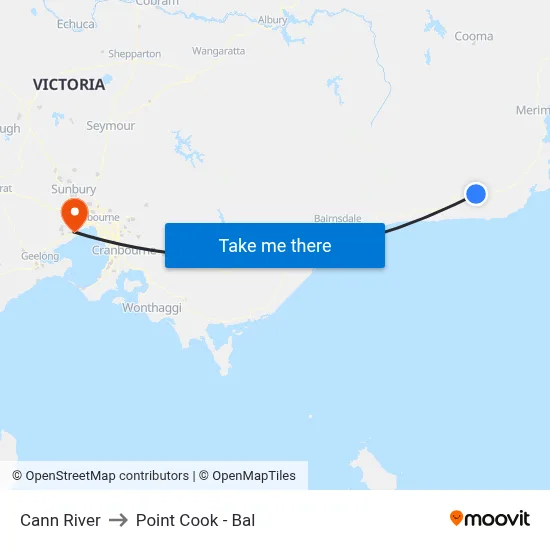 Cann River to Point Cook - Bal map