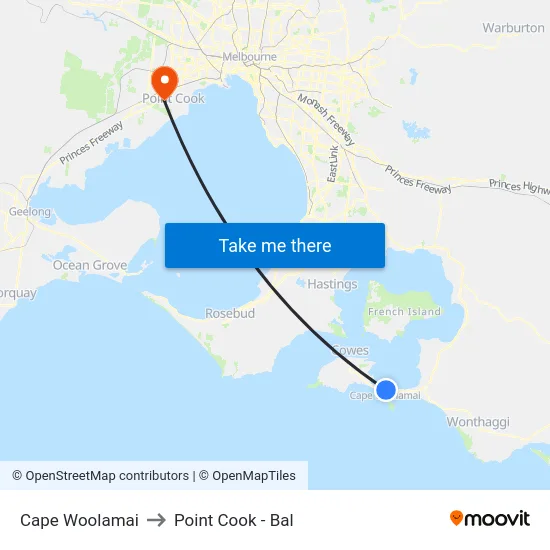 Cape Woolamai to Point Cook - Bal map