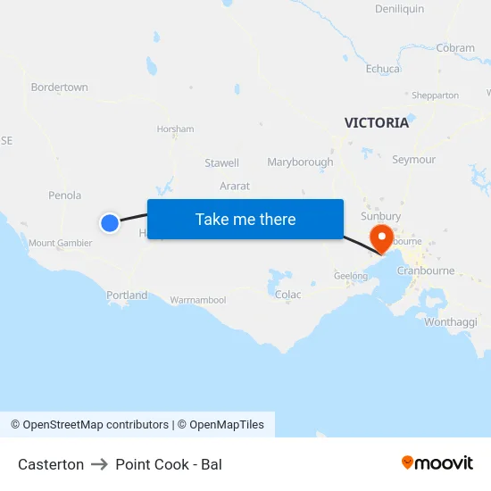 Casterton to Point Cook - Bal map