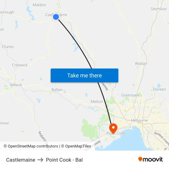 Castlemaine to Point Cook - Bal map