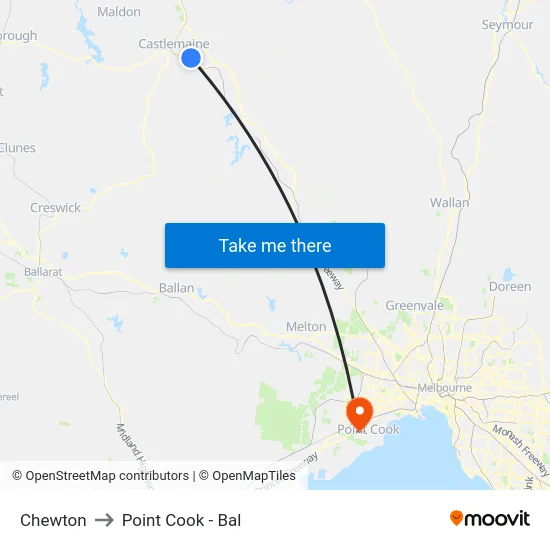 Chewton to Point Cook - Bal map
