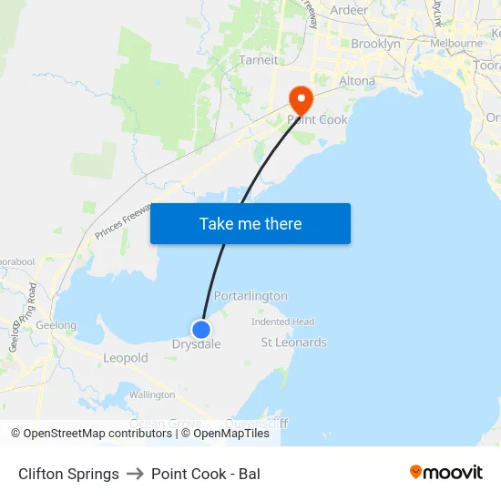 Clifton Springs to Point Cook - Bal map