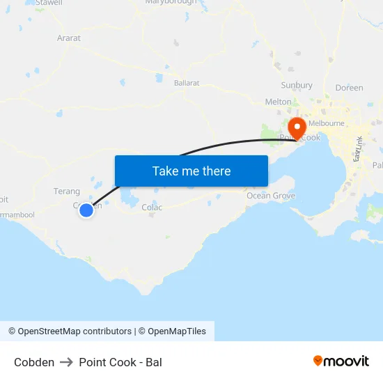 Cobden to Point Cook - Bal map