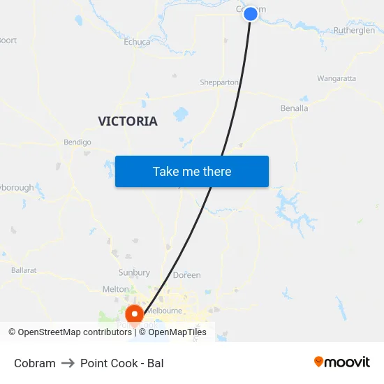 Cobram to Point Cook - Bal map