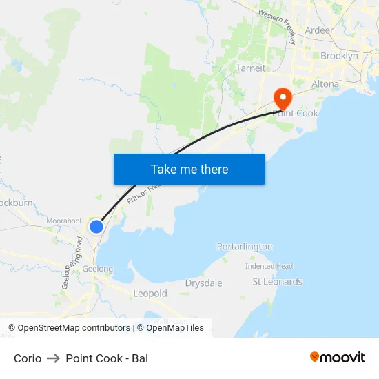 Corio to Point Cook - Bal map