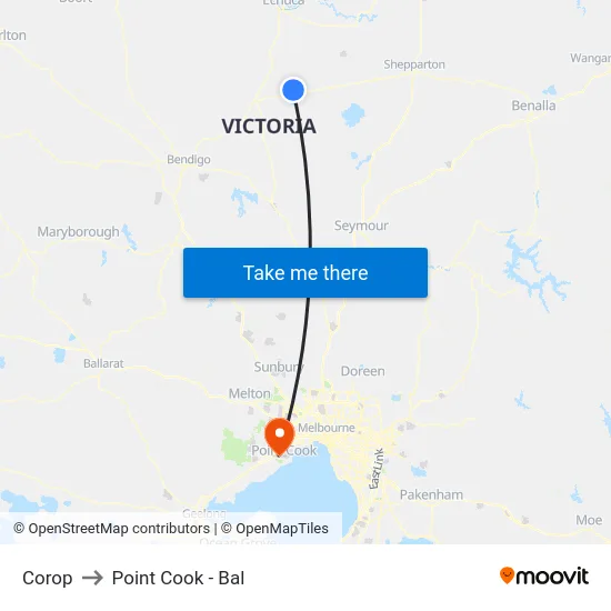 Corop to Point Cook - Bal map