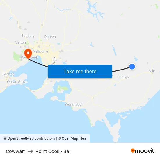 Cowwarr to Point Cook - Bal map