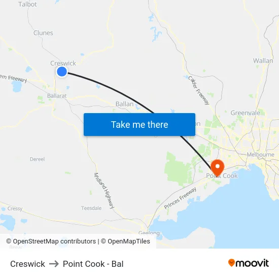 Creswick to Point Cook - Bal map