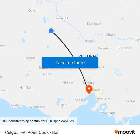 Culgoa to Point Cook - Bal map