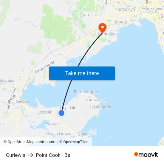 Curlewis to Point Cook - Bal map