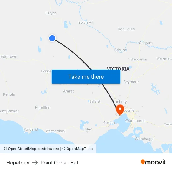 Hopetoun to Point Cook - Bal map
