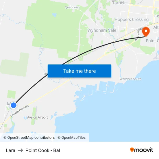 Lara to Point Cook - Bal map