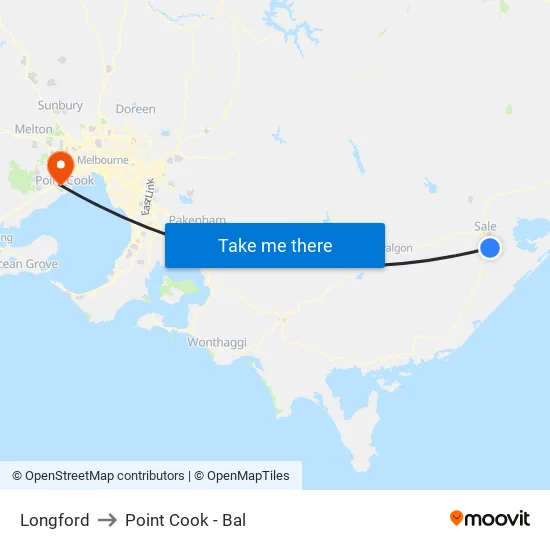 Longford to Point Cook - Bal map
