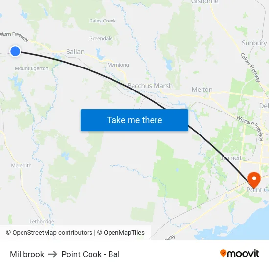 Millbrook to Point Cook - Bal map