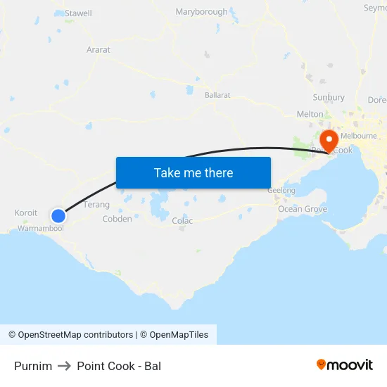 Purnim to Point Cook - Bal map