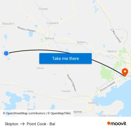 Skipton to Point Cook - Bal map