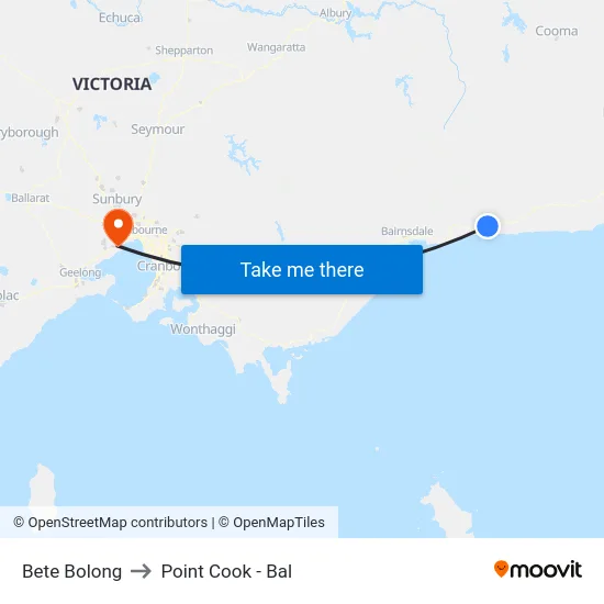 Bete Bolong to Point Cook - Bal map