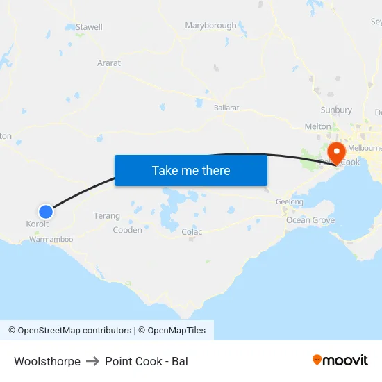 Woolsthorpe to Point Cook - Bal map