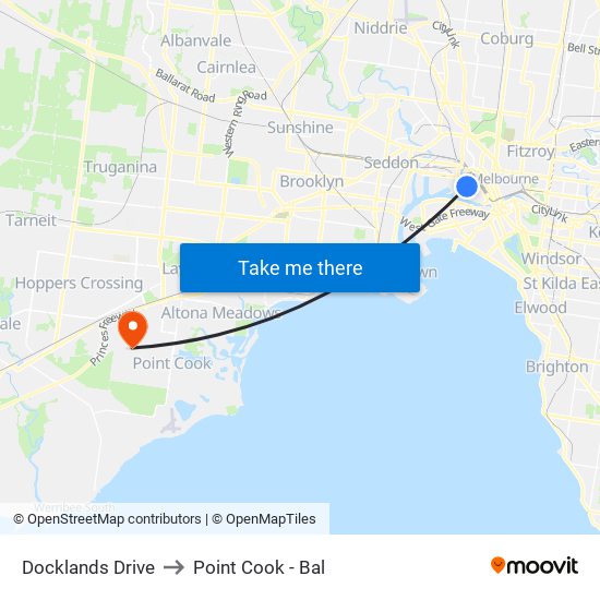 Docklands Drive to Point Cook - Bal map