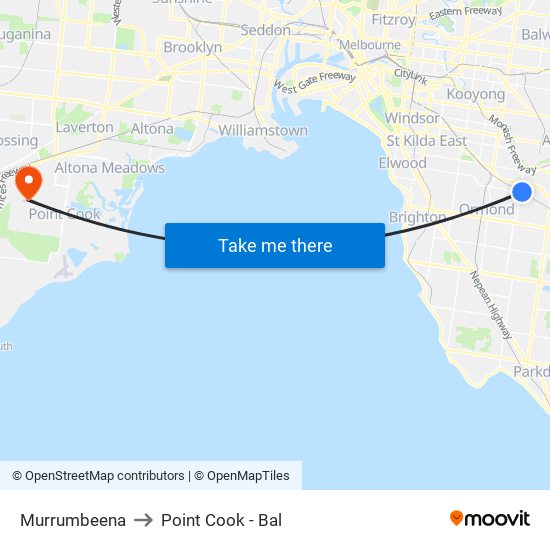 Murrumbeena to Point Cook - Bal map