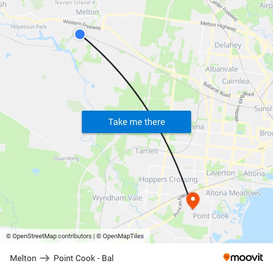 Melton to Point Cook - Bal map