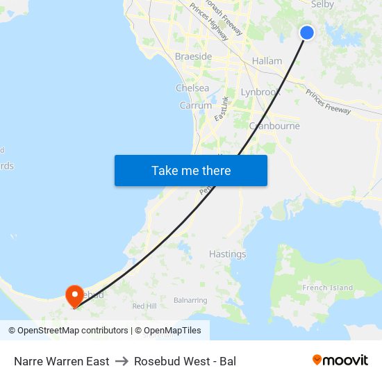 Narre Warren East to Rosebud West - Bal map