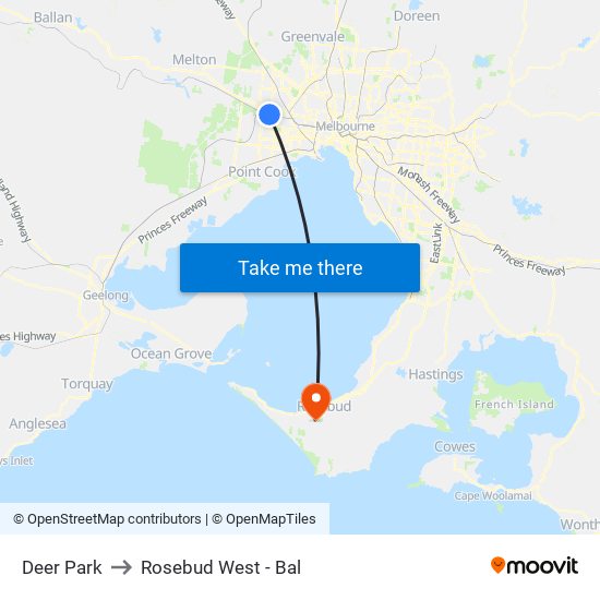 Deer Park to Rosebud West - Bal map