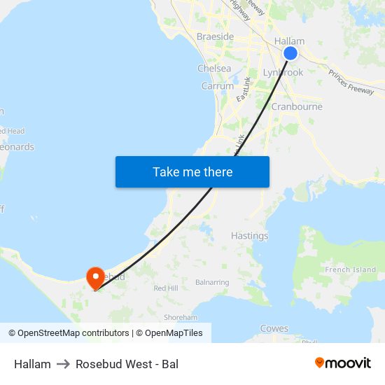 Hallam to Rosebud West - Bal map